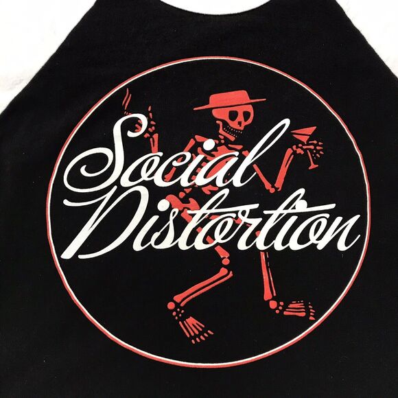 VTG SOCIAL DISTORTION D T-SHIRT BASEBALL RAGLAN M Punk ROCK BAND Y2k Black White - Picture 4 of 9